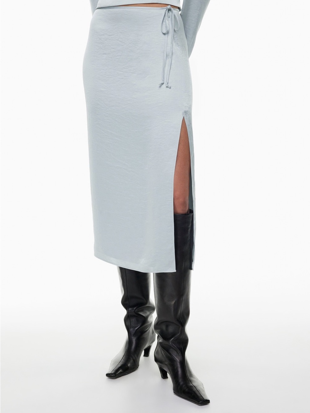 Aritzia Wilfred Elixir Blue Satin Midi Skirt Size 2 Women’s